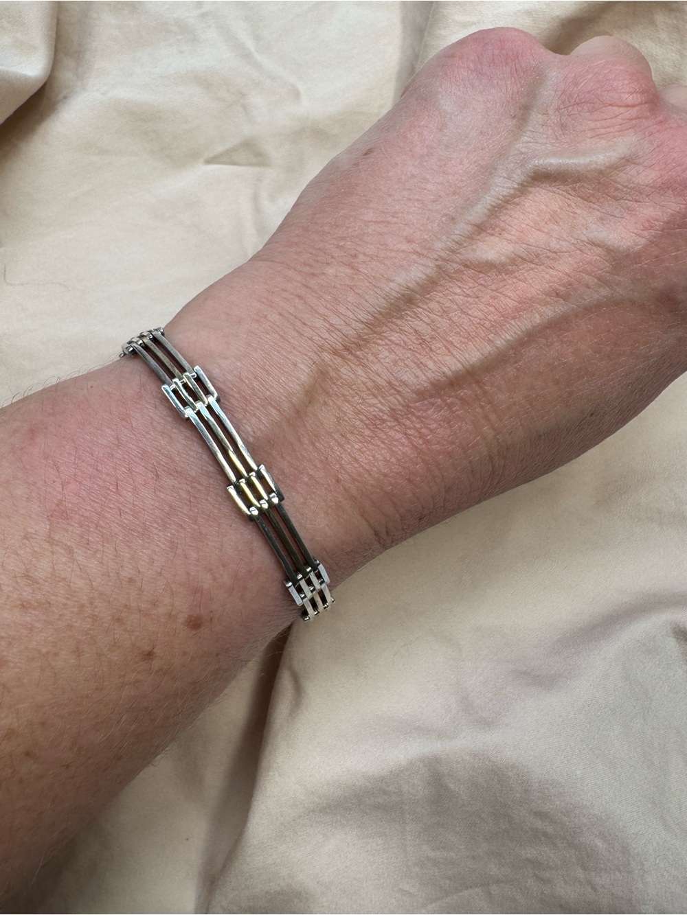 Estate Jewelry Bar Link Bracelet .925 Sterling Silver Italy 7.25” Long Unisex - Picture 10 of 14